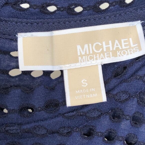 MICHAEL Michael Kors Lace Mesh Fit & Flare Dress Navy Short Sleeves Mini Dress S - Picture 11 of 16